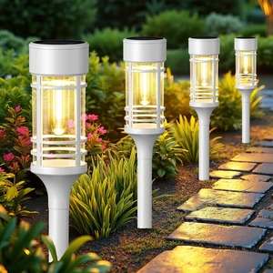 LETMY Solar Pathway Lights Outdoor, 4 Pack Solar Lights Outdoor Waterproof IP65, Bright Garden Light for Yard Walkway Driveway Landscape Garden DecorWhite LETMY Solar Pathway Lights Outdoor, 4 Pack Solar Lights Outdoor Waterproof IP65, Bright Garden Light for Yard Walkway Driveway Landscape Garden DecorWhite