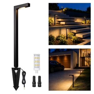 Brass Low Voltage L-Shaped Path Light, Black, G4, 2700K, 1Pack | 12V AC/DC wired waterproof outdoor LED landscape path lights with replaceable 3W 270LM G4 bulbs for walkways and garden paths Brass Low Voltage L-Shaped Path Light, Black, G4, 2700K, 1Pack | 12V AC/DC wired waterproof outdoor LED landscape path lights with replaceable 3W 270LM G4 bulbs for walkways and garden paths