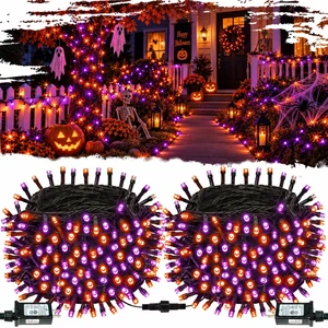 OZS Connectable 2-Pack 164Ft 400LED Halloween String Lights, Purple&Orange | 13 Modes and Timer; IP44 Waterproof Green Wire Twinkle Lights for Halloween Party Indoor Outdoor Trees, Patios, Garden OZS Connectable 2-Pack 164Ft 400LED Halloween String Lights, Purple&Orange | 13 Modes and Timer; IP44 Waterproof Green Wire Twinkle Lights for Halloween Party Indoor Outdoor Trees, Patios, Garden