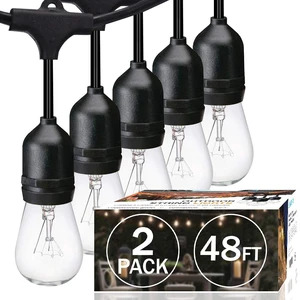 SUNTHIN 2 Pack 48FT Outdoor String Lights,Hanging Incandescent String Lights Commercial Grade Waterproof Patio Light Outside with Dimmable Connectable Edison Glass Bulbs for Bistro,Party,Holiday Decor SUNTHIN 2 Pack 48FT Outdoor String Lights,Hanging Incandescent String Lights Commercial Grade Waterproof Patio Light Outside with Dimmable Connectable Edison Glass Bulbs for Bistro,Party,Holiday Decor