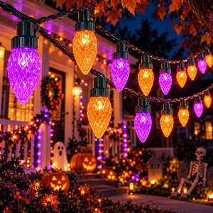 2PK C9 Orange Purple Halloween String Light Plug in 86FT 100LED | IP44 Waterproof, 13 Lighting Modes, Timer, Extendable, Twinkle Halloween Lights Outdoor for Yard Party halloween decorations 2PK C9 Orange Purple Halloween String Light Plug in 86FT 100LED | IP44 Waterproof, 13 Lighting Modes, Timer, Extendable, Twinkle Halloween Lights Outdoor for Yard Party halloween decorations