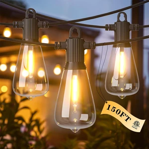 Outdoor String Lights 150FT for Patio Garden Porch Bistro Cafe | Outdoor Lights String, 72+3 Shatterproof 2700K Dimmable IP65 Waterproof, Edison Bulbs for Backyard Camping Deck Balcony Party Outdoor String Lights 150FT for Patio Garden Porch Bistro Cafe | Outdoor Lights String, 72+3 Shatterproof 2700K Dimmable IP65 Waterproof, Edison Bulbs for Backyard Camping Deck Balcony Party