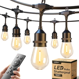 addlon 100FT Outdoor String Lights with Remote Dimmable Waterproof Patio | Warm White Edison Bulbs, Heavy Duty Shatterproof Hanging Strand for Outside Backyard Porch Garden Bistro Pergola Party addlon 100FT Outdoor String Lights with Remote Dimmable Waterproof Patio | Warm White Edison Bulbs, Heavy Duty Shatterproof Hanging Strand for Outside Backyard Porch Garden Bistro Pergola Party