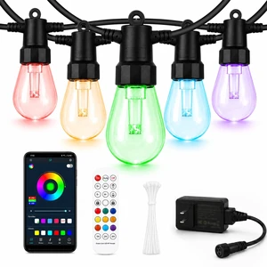 VoxCynHue Outdoor String Lights, 50FT RGBW Color Changing Patio Lights with Remote and APP, Dimmable IP65 Waterproof Shatterproof LED Lights for Backyard Garden Party Decor VoxCynHue Outdoor String Lights, 50FT RGBW Color Changing Patio Lights with Remote and APP, Dimmable IP65 Waterproof Shatterproof LED Lights for Backyard Garden Party Decor