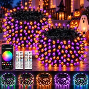 2Pack 400LED Smart Color Changing String Lights Halloween Lights App Remote | 150FT Purple Orange Green, 16M Colors, Remote Timer, Music Sync, Waterproof RGB Twinkle Lights Outdoor for Halloween Decor 2Pack 400LED Smart Color Changing String Lights Halloween Lights App Remote | 150FT Purple Orange Green, 16M Colors, Remote Timer, Music Sync, Waterproof RGB Twinkle Lights Outdoor for Halloween Decor