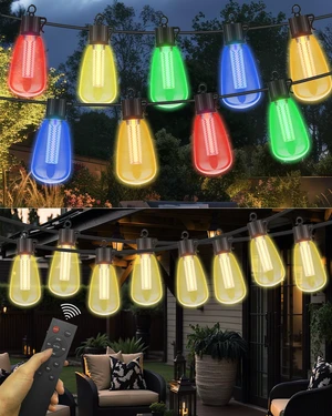 98FT Outdoor String Lights with Remote - Multicolor & Warm White, 8 Light Modes Timer Waterproof Patio Lights Plug In Dimmable String Lights Shatterproof for Outside Porch Backyard Party 98FT Outdoor String Lights with Remote - Multicolor & Warm White, 8 Light Modes Timer Waterproof Patio Lights Plug In Dimmable String Lights Shatterproof for Outside Porch Backyard Party