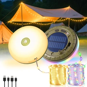 2Pack Solar Camping String Lights, 32.8FT Warm/RGB Rechargeable Tent Lights | 30s Roll Up, 5 Lighting Modes, Waterproof LED Fairy Lights, Portable Hanging Lamp 2Pack Solar Camping String Lights, 32.8FT Warm/RGB Rechargeable Tent Lights | 30s Roll Up, 5 Lighting Modes, Waterproof LED Fairy Lights, Portable Hanging Lamp