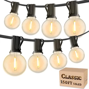 RTTY 150 FT Outdoor String Lights, LED Patio Light for Outside Waterproof | Dimmable G40 Bulbs, Shatterproof Hanging Connectable Globe Lighting for Bistro, Deck, Balcony, Cafe, Warm White, 2700K RTTY 150 FT Outdoor String Lights, LED Patio Light for Outside Waterproof | Dimmable G40 Bulbs, Shatterproof Hanging Connectable Globe Lighting for Bistro, Deck, Balcony, Cafe, Warm White, 2700K