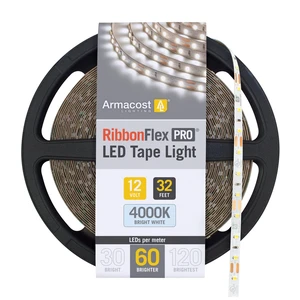 Armacost Lighting RibbonFlex Pro 12V White LED Strip Lights 60 LED/m, 4000K, 32.8 ft, 152250 Armacost Lighting RibbonFlex Pro 12V White LED Strip Lights 60 LED/m, 4000K, 32.8 ft, 152250