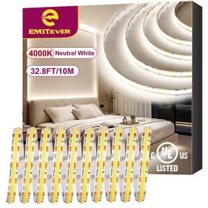 EMITEVER 24V COB LED Strip Lights 4000K,32.8ft 4800LEDs,UL Listed | Ra 90+,IP30,3W/ft,305+Lumens/ft,5 Year Warranty(Power Supply Sold Separately)for bedroom,living room,kitchen EMITEVER 24V COB LED Strip Lights 4000K,32.8ft 4800LEDs,UL Listed | Ra 90+,IP30,3W/ft,305+Lumens/ft,5 Year Warranty(Power Supply Sold Separately)for bedroom,living room,kitchen