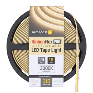 Armacost Lighting RibbonFlex Pro 24V White COB LED Strip Light Tape 3000K, 315 Lumens/Ft, 5M 172230 Armacost Lighting RibbonFlex Pro 24V White COB LED Strip Light Tape 3000K, 315 Lumens/Ft, 5M 172230