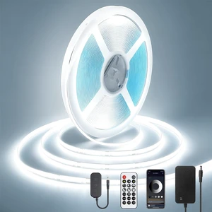 ALITOVE 50FT COB LED Light Strip 24V with Remote Bright White Strip 6500K | Bluetooth APP Control, Dimmable Dotless LED Tape Light. Flexible Rope Light, for Office Home Kitchen Cabinet DIY Lighting ALITOVE 50FT COB LED Light Strip 24V with Remote Bright White Strip 6500K | Bluetooth APP Control, Dimmable Dotless LED Tape Light. Flexible Rope Light, for Office Home Kitchen Cabinet DIY Lighting