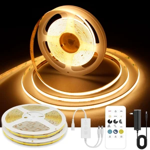 AXMOTUT 32.8ft COB LED Strip Light Warm White, High Bright LED Strips with 320LEDs, RF Remote and UL Power Supply, 2700K Dimmable LED Lights for Bedroom,Kitchen, DIY Home Decoration, 2 Rolls of 16.4ft AXMOTUT 32.8ft COB LED Strip Light Warm White, High Bright LED Strips with 320LEDs, RF Remote and UL Power Supply, 2700K Dimmable LED Lights for Bedroom,Kitchen, DIY Home Decoration, 2 Rolls of 16.4ft