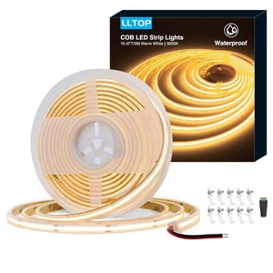 LLTOP COB LED Strip Lights Waterproof IP67 24VDC Warm White 3000K 16.4FT | CRI 92Ra+, Outdoor LED Tape Lighting, DIY Cuttable, For Bedroom Kitchen Cabinet Shelf (Power Supply Not Included) LLTOP COB LED Strip Lights Waterproof IP67 24VDC Warm White 3000K 16.4FT | CRI 92Ra+, Outdoor LED Tape Lighting, DIY Cuttable, For Bedroom Kitchen Cabinet Shelf (Power Supply Not Included)