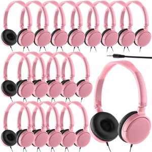 Yunsailing 18 Pack Classroom Headphones Bulk, Wired Headphones,Pink | Student School Supplies, Individually Wrapped, Adjustable, over Ear Head Earbuds, for Laptop PC Computer Yunsailing 18 Pack Classroom Headphones Bulk, Wired Headphones,Pink | Student School Supplies, Individually Wrapped, Adjustable, over Ear Head Earbuds, for Laptop PC Computer