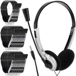 Yunsailing 30 Pack Classroom Headphones with Mic, Silver, Plastic Stem | School Student Headphones Bulk Class Set Lightweight Adjustable Earphones with Microphone on Ear with 3.5 mm Jack Yunsailing 30 Pack Classroom Headphones with Mic, Silver, Plastic Stem | School Student Headphones Bulk Class Set Lightweight Adjustable Earphones with Microphone on Ear with 3.5 mm Jack