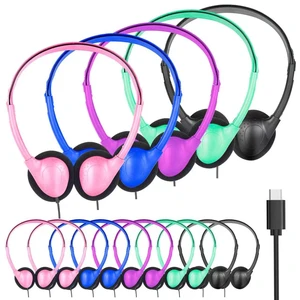 OYSLKJ 5 Pack USB C Headphones Bulk for Classroom Students Kids, Wired | On-Ear Type C Headphones for Home Travel Museum School Online Learning,Work with PCs Phones Tablets Laptops Mixed Color OYSLKJ 5 Pack USB C Headphones Bulk for Classroom Students Kids, Wired | On-Ear Type C Headphones for Home Travel Museum School Online Learning,Work with PCs Phones Tablets Laptops Mixed Color