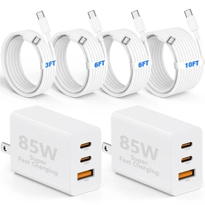 85W USB C Charger for iPhone 18 17 16 Pro Max,3-Port PD 3.0 GaN | Fast Charging Block with 3/6/6/10 Ft USB C Cable for iPhone 18 Pro/Pro Max/17/16/15,MacBook Pro/Air,iPad Pro,Galaxy S26 S25 85W USB C Charger for iPhone 18 17 16 Pro Max,3-Port PD 3.0 GaN | Fast Charging Block with 3/6/6/10 Ft USB C Cable for iPhone 18 Pro/Pro Max/17/16/15,MacBook Pro/Air,iPad Pro,Galaxy S26 S25