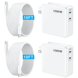 Mac Book Pro Charger 100W USB C Charger Block Fast Charging Dual Ports 2Pack for MacBook Pro/Air 13 14 15 16 inch, iPad,iPhone 16/15 Pro Max, Samsung Galaxy USBC Device 10FT C to C Charge Cable Cords Mac Book Pro Charger 100W USB C Charger Block Fast Charging Dual Ports 2Pack for MacBook Pro/Air 13 14 15 16 inch, iPad,iPhone 16/15 Pro Max, Samsung Galaxy USBC Device 10FT C to C Charge Cable Cords
