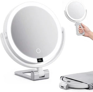 Travel Makeup Mirror with Lights - 1X/30X Magnifying Double Sided Mirror | 3 Color Lighting & Stepless Dimming, 2000mAh Rechargeable, Foldable Portable for Travel, Desk, Wall Travel Makeup Mirror with Lights - 1X/30X Magnifying Double Sided Mirror | 3 Color Lighting & Stepless Dimming, 2000mAh Rechargeable, Foldable Portable for Travel, Desk, Wall