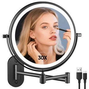 FUNTOUCH 5000mAh Rechargeable Wall Mounted Lighted Makeup Mirror 1X30X | Double Sided 1X 30X Magnifying, 3 Color Lighting, Touch Dimming, Extended Arm 360 Rotation Light up Bathroom Mirror Black FUNTOUCH 5000mAh Rechargeable Wall Mounted Lighted Makeup Mirror 1X30X | Double Sided 1X 30X Magnifying, 3 Color Lighting, Touch Dimming, Extended Arm 360 Rotation Light up Bathroom Mirror Black