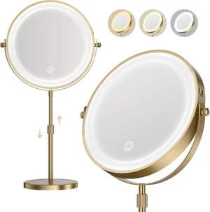 Dienmern Makeup Mirror, 1X/20X Rechargeable Vanity Mirror with Lights | Double-Sided, 5000mAh, 3 Color Dimmable Brightness, Magnification, 360° Rotation, for Dorm, Room Essentials, Women Gift Dienmern Makeup Mirror, 1X/20X Rechargeable Vanity Mirror with Lights | Double-Sided, 5000mAh, 3 Color Dimmable Brightness, Magnification, 360° Rotation, for Dorm, Room Essentials, Women Gift