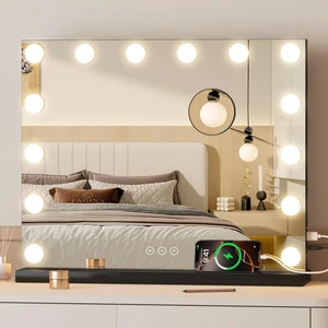 NUSVAN Vanity Mirror with Lights Lighted Makeup Mirror with Dimmable LED Bulbs,3 Color Lighting Modes,USB Charging Port Touch Control,Sturdy Metal Frame Design,Black (50x40cm, 4.70) NUSVAN Vanity Mirror with Lights Lighted Makeup Mirror with Dimmable LED Bulbs,3 Color Lighting Modes,USB Charging Port Touch Control,Sturdy Metal Frame Design,Black (50x40cm, 4.70)
