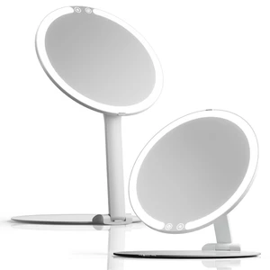 Fancii Abigail Rechargeable Travel Makeup Mirror with LED Light, 8" Foldable Stand, 3 Color Lighting Travel Mirror. Dimmable & Lightweight Portable Vanity Mirror, Beauty Travel Essential Fancii Abigail Rechargeable Travel Makeup Mirror with LED Light, 8" Foldable Stand, 3 Color Lighting Travel Mirror. Dimmable & Lightweight Portable Vanity Mirror, Beauty Travel Essential