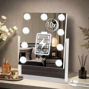 Ratsamee Rechargeable Vanity Mirror, 8000mAh 12"×14" Makeup Mirror | 8000mAh Rechargeable , Memory Function, Cordless Design,3 Color Modes & Dimming, Adjustable Angle, Magnifying Glass, Gift Ratsamee Rechargeable Vanity Mirror, 8000mAh 12"×14" Makeup Mirror | 8000mAh Rechargeable , Memory Function, Cordless Design,3 Color Modes & Dimming, Adjustable Angle, Magnifying Glass, Gift