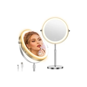 Zlroluyn 1X/30X Makeup Mirror with Lights, 9" Magnifying Mirror Height Adjustable Double Sided Vanity Mirror, 360° Rotation Cosmetic Mirror for Desk Bathroom, Ideal Gift for Women - Nickel Zlroluyn 1X/30X Makeup Mirror with Lights, 9" Magnifying Mirror Height Adjustable Double Sided Vanity Mirror, 360° Rotation Cosmetic Mirror for Desk Bathroom, Ideal Gift for Women - Nickel