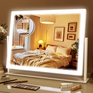 ROLOVE Lighted Makeup Mirror 16.3"x12.6", Hollywood Vanity Mirror with 10X Magnifier, 3 Color LED Lighting Modes, Smart Touch Control & 360° Rotation, Tabletop Makeup Mirror (White, Gift Ready) ROLOVE Lighted Makeup Mirror 16.3"x12.6", Hollywood Vanity Mirror with 10X Magnifier, 3 Color LED Lighting Modes, Smart Touch Control & 360° Rotation, Tabletop Makeup Mirror (White, Gift Ready)