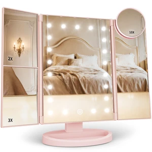 HUONUL 2X/3X/10X Magnifying Vanity Mirror with Light, Trifold Makeup Mirror | Touch Dimming, Dual Power, Clear View for Makeup, Skincare. Dorm Room Essentials. Birthday Gifts for Women, Mom, Wife HUONUL 2X/3X/10X Magnifying Vanity Mirror with Light, Trifold Makeup Mirror | Touch Dimming, Dual Power, Clear View for Makeup, Skincare. Dorm Room Essentials. Birthday Gifts for Women, Mom, Wife