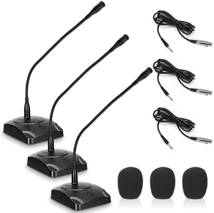 Tellegloww 3 Pcs Gooseneck Wired Microphone with Base | Desktop 3pin Xlr Condenser Microphone with 9.8 ft Adapter Cable Conference Room Recording Studio Podium Live Broadcast Blog Tellegloww 3 Pcs Gooseneck Wired Microphone with Base | Desktop 3pin Xlr Condenser Microphone with 9.8 ft Adapter Cable Conference Room Recording Studio Podium Live Broadcast Blog
