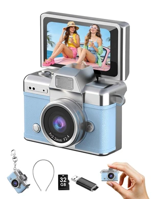 DollRank Mini Keychain Camera, 1080P Portable Digital Camera with 1.47 Flip LCD & Flash, Retro Collectible Pocket Camera for Travel, Parties, Birthday(Blue32GB) DollRank Mini Keychain Camera, 1080P Portable Digital Camera with 1.47 Flip LCD & Flash, Retro Collectible Pocket Camera for Travel, Parties, Birthday(Blue32GB)