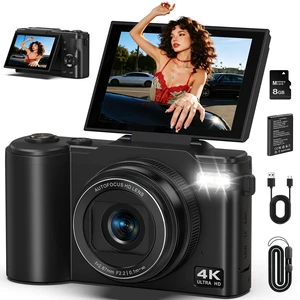 4K Digital Camera for Photography, 64MP Vlogging Camera for YouTube | 180° Flip Screen, 18X Zoom UHD Autofocus Video Camara, Compact Camera with Micro SD Card for Teens, Boys & Girls, Beginners 4K Digital Camera for Photography, 64MP Vlogging Camera for YouTube | 180° Flip Screen, 18X Zoom UHD Autofocus Video Camara, Compact Camera with Micro SD Card for Teens, Boys & Girls, Beginners
