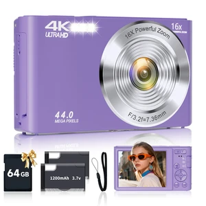 Digital Camera, FHD 4K Digital Camera for Kids Purple with 64GB SD Card 16X Digital Zoom, Cameras for Photography Compact Point and Shoot Camera for Teen Boys Girls Kids Autofocus Camera Digital Digital Camera, FHD 4K Digital Camera for Kids Purple with 64GB SD Card 16X Digital Zoom, Cameras for Photography Compact Point and Shoot Camera for Teen Boys Girls Kids Autofocus Camera Digital