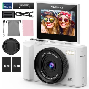 5K Digital Camera, 80MP 18X Autofocus Video 3.0" IPS LCD Flip Screen Vlog Camera for YouTube, 32GB SD Card USB 2.0 Detachable Rechargeable Li Battery Anti-Shake Compact Camera for Party Beginner White 5K Digital Camera, 80MP 18X Autofocus Video 3.0" IPS LCD Flip Screen Vlog Camera for YouTube, 32GB SD Card USB 2.0 Detachable Rechargeable Li Battery Anti-Shake Compact Camera for Party Beginner White