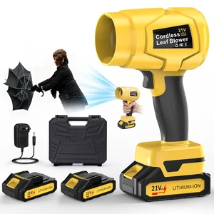 Handheld 21V Cordless Leaf Blower, 990000 RPM, 2 Pack 6.0Ah Batteries | Lightweight Electric Blower with Fast Charger for Yard, Patio, Lawn Care, Clearing Leaves, Dust and Light Snow, Yellow Handheld 21V Cordless Leaf Blower, 990000 RPM, 2 Pack 6.0Ah Batteries | Lightweight Electric Blower with Fast Charger for Yard, Patio, Lawn Care, Clearing Leaves, Dust and Light Snow, Yellow