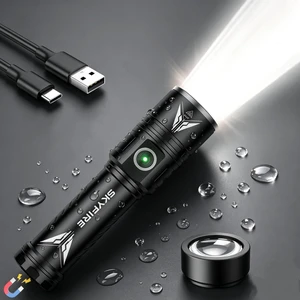 SKYFIRE Magnetic Flashlight with Ignition Lens,4000 Rechargeable EDC | Flashlights High Lumens,LED Pocket Flash Light Zoomable,4 Modes,Bright Flashlight for Home,Outdoor Camping SKYFIRE Magnetic Flashlight with Ignition Lens,4000 Rechargeable EDC | Flashlights High Lumens,LED Pocket Flash Light Zoomable,4 Modes,Bright Flashlight for Home,Outdoor Camping