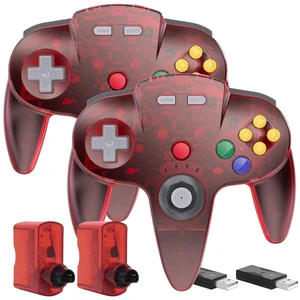 2 Pack Wireless N64 Controller for Switch 1 & 2, N64 Console, Clear Red | (Built-in Vibration) (Rechargeable) (3D Analog Stick), 2.4 GHz USB & N64 Receiver Made for Switch Online, Windows PC, macOS 2 Pack Wireless N64 Controller for Switch 1 & 2, N64 Console, Clear Red | (Built-in Vibration) (Rechargeable) (3D Analog Stick), 2.4 GHz USB & N64 Receiver Made for Switch Online, Windows PC, macOS
