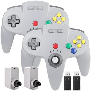 2 Pack Wireless N64 Controller Made for Switch 1 & 2, N64 Console, Gray | (Built-in Vibration) (Rechargeable) (3D Analog Stick), 2.4 GHz USB & N64 Receiver Made for Switch Online, Windows PC, macOS 2 Pack Wireless N64 Controller Made for Switch 1 & 2, N64 Console, Gray | (Built-in Vibration) (Rechargeable) (3D Analog Stick), 2.4 GHz USB & N64 Receiver Made for Switch Online, Windows PC, macOS