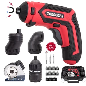 TODOCOPE 4 in 1 Electric Screwdriver Cordless, 4V MAX 1500mAh Li-ion Cordless Screwdriver Rechargeable, with 4 Multi-function Attachment and Charger TODOCOPE 4 in 1 Electric Screwdriver Cordless, 4V MAX 1500mAh Li-ion Cordless Screwdriver Rechargeable, with 4 Multi-function Attachment and Charger