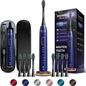 Wagner Stern IntelliBrush Series Whitening Electric Toothbrush with Pressure Sensor. Offers 4 Brushing Modes, 3 intensities, 8 Soft Brush Heads, and a Luxury Travel case. Wagner Stern IntelliBrush Series Whitening Electric Toothbrush with Pressure Sensor. Offers 4 Brushing Modes, 3 intensities, 8 Soft Brush Heads, and a Luxury Travel case.