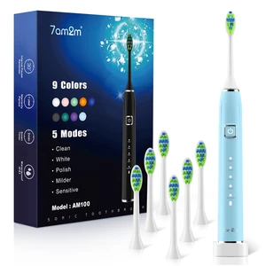 7AM2M Sonic Electric Toothbrush for Adults & Kids, One Charge for 120 Days | Wireless Fast Charge, 6 Brush Heads&5 Modes, 40000VPM Rechargeable Toothbrush, Smart Timer, IPX7 Waterproof, Light Blue 7AM2M Sonic Electric Toothbrush for Adults & Kids, One Charge for 120 Days | Wireless Fast Charge, 6 Brush Heads&5 Modes, 40000VPM Rechargeable Toothbrush, Smart Timer, IPX7 Waterproof, Light Blue