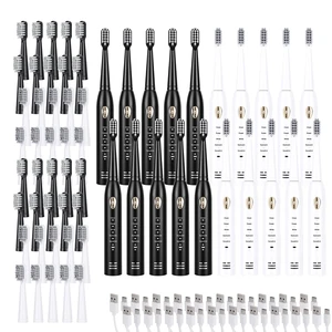 20 Pack Set Sonic Electric Toothbrushes with 80 Brush Heads 5 Modes 2-Minute Timer USB Rechargeable Employee Appreciation Gifts Bulk 20 Pack Set Sonic Electric Toothbrushes with 80 Brush Heads 5 Modes 2-Minute Timer USB Rechargeable Employee Appreciation Gifts Bulk