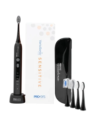 PRO-SYS® VarioSonic Plus+ Sensitive Kit Professional Electric Toothbrush for Sensitive Teeth, Rechargeable with Pressure Sensor and Timer, Customizable Intensity Powered Toothbrush with Travel Case PRO-SYS® VarioSonic Plus+ Sensitive Kit Professional Electric Toothbrush for Sensitive Teeth, Rechargeable with Pressure Sensor and Timer, Customizable Intensity Powered Toothbrush with Travel Case