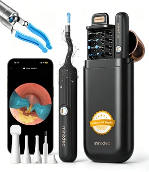Ear Wax Removal Kit with Camera, HD Waterproof Otoscope & Flexible Tip | Ear Cleaner for Curved Ear Canals, Wet, Dry & Stubborn Ear Wax (Black), 16 Pcs Ear/Nose/Throat Home Check Kits with Storage Ear Wax Removal Kit with Camera, HD Waterproof Otoscope & Flexible Tip | Ear Cleaner for Curved Ear Canals, Wet, Dry & Stubborn Ear Wax (Black), 16 Pcs Ear/Nose/Throat Home Check Kits with Storage