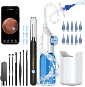 Ear Irrigation Flushing Cleanr and 1920P Ear Cleaner with Camera | LED Light, 10 Replaceable Tips, 8 Silicone Ear Pick, for Home Use Ear Irrigation Flushing Cleanr and 1920P Ear Cleaner with Camera | LED Light, 10 Replaceable Tips, 8 Silicone Ear Pick, for Home Use