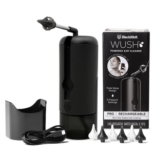 Black Wolf Wush Pro Electric Ear Wax Removal Kit - Ear Hygiene Essential | Deluxe Water Powered Electric Ear Cleaner - Water Resistant Triple Jet Stream 3 Pressure Settings for Ear Wax Buildup Black Wolf Wush Pro Electric Ear Wax Removal Kit - Ear Hygiene Essential | Deluxe Water Powered Electric Ear Cleaner - Water Resistant Triple Jet Stream 3 Pressure Settings for Ear Wax Buildup