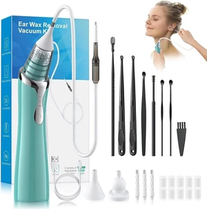 Ear Vacuum Wax Removal Tool with 8 Pcs Ear Pick, Strong Suction Earwax Removal Kit with Charging Cable, Ear Suction Device for Adults and Kids (Green) Ear Vacuum Wax Removal Tool with 8 Pcs Ear Pick, Strong Suction Earwax Removal Kit with Charging Cable, Ear Suction Device for Adults and Kids (Green)